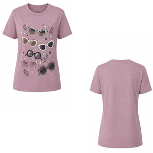 T-shirt imprimé pour femme en gros, T-shirt graphique personnalisé en coton doux, col rond, manches courtes, décontracté, mode streetwear, fabricant - Product Image 4