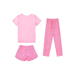 Conjunto de Pijama para Bebés Niñas con Estampado de Corazones Rosados, Camiseta y Pantalones Cortos, 95% Algodón, Transpirable, Ropa de Dormir para Verano y Otoño, Cuello Redondo, Manga Corta - Product Image 2