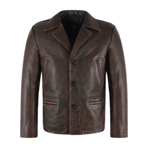 Chaqueta de Cuero Genuino de Vaca Vintage para Hombre al por Mayor, Blazer Clásico con Cuello, Colores Personalizados, Encerado, Fabricante de Marca Privada - Product Image 5