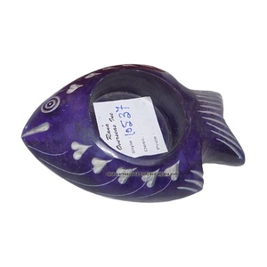 เชิงเทียนรูปปลาสีน้ำเงินตกแต่งโต๊ะในบ้านที่ไม่เหมือนใครทำจากหินสบู่สำหรับคริสต์มาสบรรจุในกล่อง - Product Image 1