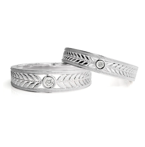 Bindi Jewels 925 Sterling Silver Leaf Pattern Zircon Christian Romantic Eternity <b>Band</b> <b>Couple</b> Rings - Product Image 1