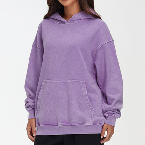 Sudadera con capucha de invierno para mujer, de primera calidad, con lavado ácido, logotipo personalizado, color sólido, en oferta en línea. - Product Image 4
