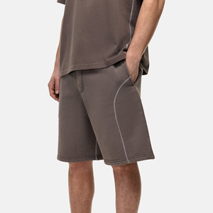 Men's Solid Color Cotton Bermuda Shorts Mid Waist <b>Elastic</b> Comfortable Casual Style Breathable With Pockets - Product Image 3