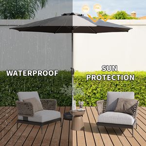 Ombrellone da Patio 10FT con Manovella e Pulsante di Inclinazione, Protezione UV, Impermeabile, per Esterni, con Base - Product Image 3