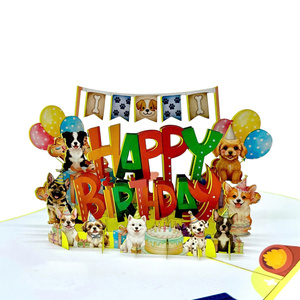 Meilleur prix, carte pop-up pour chien, joyeux anniversaire, carte de vœux 3D, tendance du moment, artisanat en papier moderne fait à la main - Product Image 1