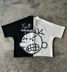 เสื้อยืดคัฟฟ์ดิสเทรสทรงโอเวอร์ไซส์ ตัดเย็บแบบดิบ  พร้อมพิมพ์ลาย DTG  ชายเสื้อดิบ ทรงบ็อกซี่  แบบครอป สำหรับผู้ชาย - Product Image 6