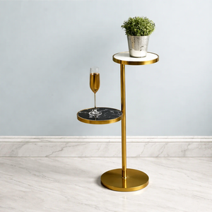 โต๊ะบาร์อะลูมิเนียมหล่อขึ้นรูปทรงหรูหรา สองชั้น หน้าโต๊ะทรงกลม ดีไซน์แนวตั้งทันสมัย ฐานมั่นคง ทนทาน ประหยัดพื้นที่ โดดเด่นด้วยความหรูหรา - Product Image 1