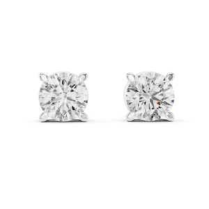 Pendientes de oro blanco de 14k con diamantes cultivados en laboratorio de corte redondo, joyería certificada GRA para mujeres a precio de mayorista. - Product Image 1
