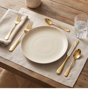 Ensemble de couverts en or martelé avec finition miroir, design moderne, compatible lave-vaisselle, pour les dîners de mariage - Product Image 5
