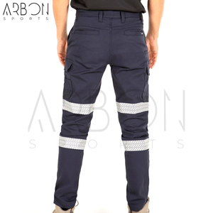 Men’s Multi-Pocket Safety <b>Work</b> <b>Pants</b> Navy Blue Cargo Trousers with Reflective High-Vis Strips Heavy Duty Protective Workwear - Product Image 5