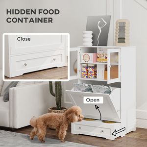 Stazione di Alimentazione per Cani con Kit Anti-Ribaltamento XL, Due Armadietti Rialzati, Ganci Laterali, 2 Ciotole Rialzate per Acqua e Cibo - Product Image 4