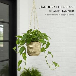 Pot de fleurs suspendu plaqué or moderne avec chaîne pour usage intérieur/extérieur, design minimaliste, jardinière pour plantes - Product Image 5