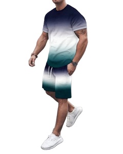 Ensemble t-shirt et Short courts pour hommes, tenue décontractée à rayures, couleur, de haute qualité, personnalisé, Sublimation, été, - Product Image 4
