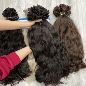 Top Selling 100% Vietnamese Human Hair Hand Tied Wavy Weft Super Double Drawn Shining No <b>Tangle</b> No Shedding Ready To Ship - Product Image 5