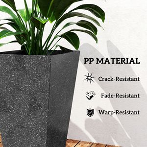 Set di 3 Vasi Neri Conici da 71 cm con Finitura Effetto Marmo, Vasi Impilabili da 10 cm con Fori di Drenaggio per Uso a Parete - Product Image 6