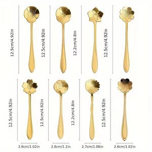 <b>Vintage</b> style spoons Korean style coffee spoon Floral handle spoon Heart shape spoon Long handle stirring spoon Cute dessert - Product Image 5