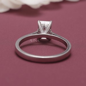 IGI Certified <b>Emerald</b> Cut Diamond Solitaire <b>Ring</b> in Solid 925 Sterling <b>Silver</b> - Product Image 4