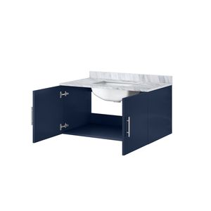Navy Blue 36 In. W X 22 In. D Bath <b>Vanity</b> 22 In. Carrara Marble Top <b>Bathroom</b> <b>Vanities</b> - Product Image 5