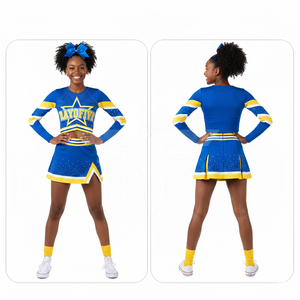 Uniforme de Animadoras Personalizado a Precio de Fábrica, con Pedrería Brillante, Logotipo Impreso de Alta Calidad, Spandex Transpirable, Servicio OEM - Product Image 3