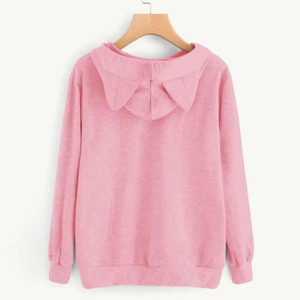 CROWN GATE INTERNATIONAL Sweat-shirt décontracté en coton tricoté respirant avec capuche oreilles de chat pour femme, couleur unie, avec poches, pour l'automne - Product Image 5