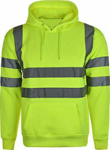 Premium High Quality <b>Hi</b> <b>Vis</b> <b>Orange</b> Safety Work <b>Hoodie</b> Reflective Tape Pullover Sweatshirt Construction PPE High Visibility Mens - Product Image 2