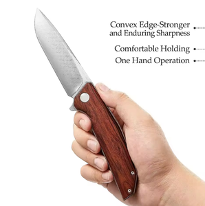 Couteau pliant d'extérieur en acier à haute teneur en carbone de qualité industrielle avec manche en bois, service OEM/ODM pour commandes en gros personnalisées - Product Image 5