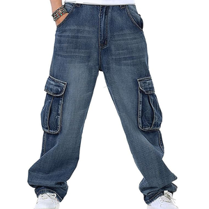 กางเกงยีนส์ทรงหลวมลำลองสำหรับผู้ชาย – กางเกงทำงานผ้าเดนิมสไตล์ฮิปฮอปพร้อมกระเป๋าคาร์โก้ กางเกงสไตล์สตรีท - Product Image 2