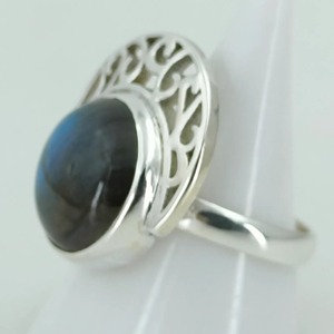 <b>Labradorite</b> <b>Ring</b> 925 Sterling Silver Handmade Boho Statement Promise Jewelry for Women Natural Round Shape Gemstone Jewelry - Product Image 1