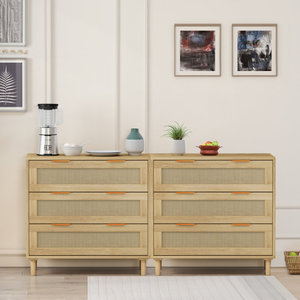 ตู้เก็บของหวาย3ลิ้นชักชุด2ชิ้นสำหรับห้องนอนห้องนั่งเล่นห้องรับประทานอาหารตกแต่งทางเดิน - Product Image 5