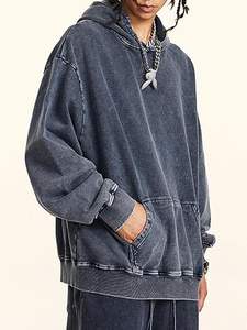 เสื้อฮู้ดผู้ชายแบบกำหนดเอง OEM ผ้าฟลีซ มีกระเป๋า ดีไซน์ย้อมสีแบบแอซิดวอช สไตล์เรโทร สตรีทแฟชั่น เสื้อกันหนาว - Product Image 4