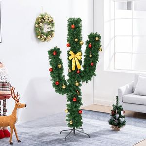 Árbol de Navidad con Luces LED y Adornos de Bolas, 5/6/7 Pies, Cactus Artificial de PVC, Decoración Navideña Única - Product Image 3