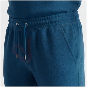 Ensemble de survêtement bleu pour homme, manches longues, col montant semi-zippé, couleur unie, respirant, coupe décontractée, idéal pour l'automne - Product Image 5