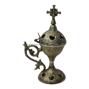 Quemador de Incienso de Latón Hecho a Mano para Iglesia, Oración, Meditación, Aromaterapia, Taza Decorativa de Resina para Carbón - Product Image 4