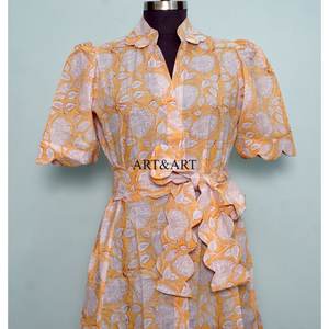 Robe longue élégante vintage pour femme à manches courtes, imprimé floral, style doux, pour l'été, le bureau, les fêtes, décontractée, coupe trapèze, longueur midi, pour les vacances - Product Image 4