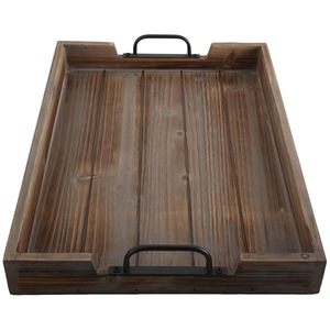 Wooden serving <b>tray</b> with handles wood <b>tray</b> serving handles metal handle rustic <b>tray</b> <b>kitchen</b> <b>tray</b> food serving dining <b>tray</b> - Product Image 4