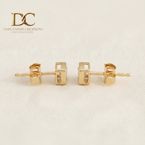 New Minimal 9K Solid Yellow Gold IGI Certified Lab Grown <b>Diamond</b> Stud <b>Earring</b> <b>Square</b> Brilliant Cut Women Jewelry Wedding Party - Product Image 5