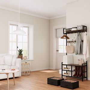 33.1 \ "largo 5 in 1 ingresso panca 23 ganci mobili fissi 2 cassetti mobili scarpiere scaffali portascarpe ganci a muro appendiabiti - Product Image 3