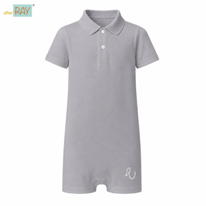 Light Grey Polo Bodysuit | Special Kids Sensory Clothing Inclusive Wear Cotton Stretch Zipper Closure Unisex All Seasons Skin - Product Image 1