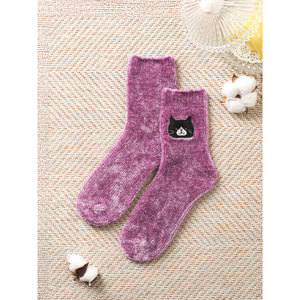 Calzini da donna in velluto ricamato viola - Product Image 1