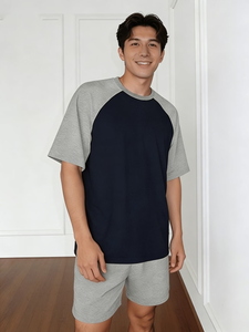 Men's/Women's Couple Style Vintage Casual Jersey Printed Short Sleeve 100% Cotton Eco-Friendly Breathable Solid 180g Loungewear - Product Image 2