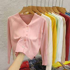 Cardigans brodés unis pour femmes, style universitaire, printemps-automne, veste en maille boutonnée, style preppy Y2K vintage - Product Image 1