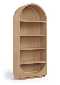 ตู้หนังสือไม้สักทรงแคปซูลแบบเปิด 5 ชั้น พร้อมฐานเจาะรูครึ่งวงกลม - Product Image 2
