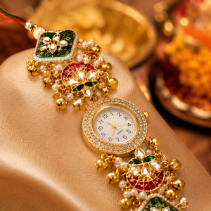 Beautiful Kashmiri Watch and Rakhi Pair for Raksha Bandhan, Traditional Handcrafted Festive Gift Combo <b>Set</b> - Product Image 3