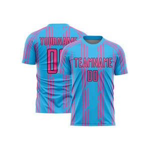 Maillot de football personnalisé pour homme, haute qualité, manches courtes, col rond, couleur unie, séchage rapide, 100 % polyester, imprimé par transfert thermique sur le devant - Product Image 4