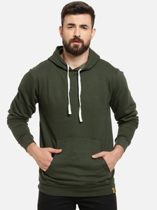 Sudadera con Capucha Verde Oliva para Hombre, Corte Regular, Informal, de Algodón Tejido, con Bolsillo, para Otoño - Product Image 2