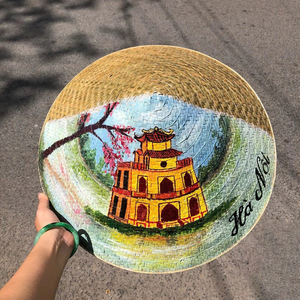 Sombreros cónicos con diseño de pintura personalizada, artesanía asiática tradicional, sombrero de hoja natural, tejido a mano, non la - Product Image 3