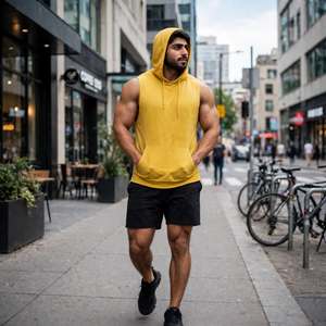 Camiseta sin Mangas con Capucha Personalizada para Hombre, Informal, Tejida en Poliéster/Algodón, de Secado Rápido, Transpirable, para Gimnasio, Entrenamiento y Deportes - Product Image 5