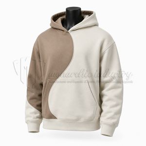 Custom <b>Men</b>’s Oversized Color Block Pullover Hoodie Heavyweight Cotton Fleece Streetwear Casual Hooded Sweatshirt - Product Image 3