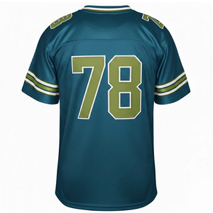 Customizable Teal American Football Jersey V-Neck Short Sleeve Sublimated Print Moisture Wicking Mesh Uniform for <b>Men</b> - Product Image 4