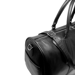 Genuine <b>Leather</b> Duffle <b>Bag</b> Solid Color Zipper Closure Casual Gym Fitness <b>Bag</b> 30-40L Capacity <b>Soft</b> Handle Adjustable Strap - Product Image 4